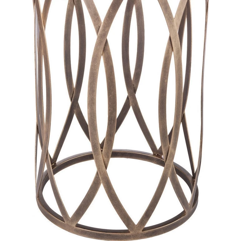 Cross Legged Engraved Iron Side Table In Brass - Image 3