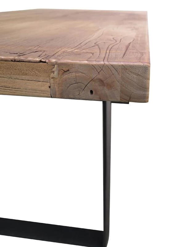 Dalton Reclaimed Elm Wood 1.5m Dining Table - Rustic Natural - Image 4