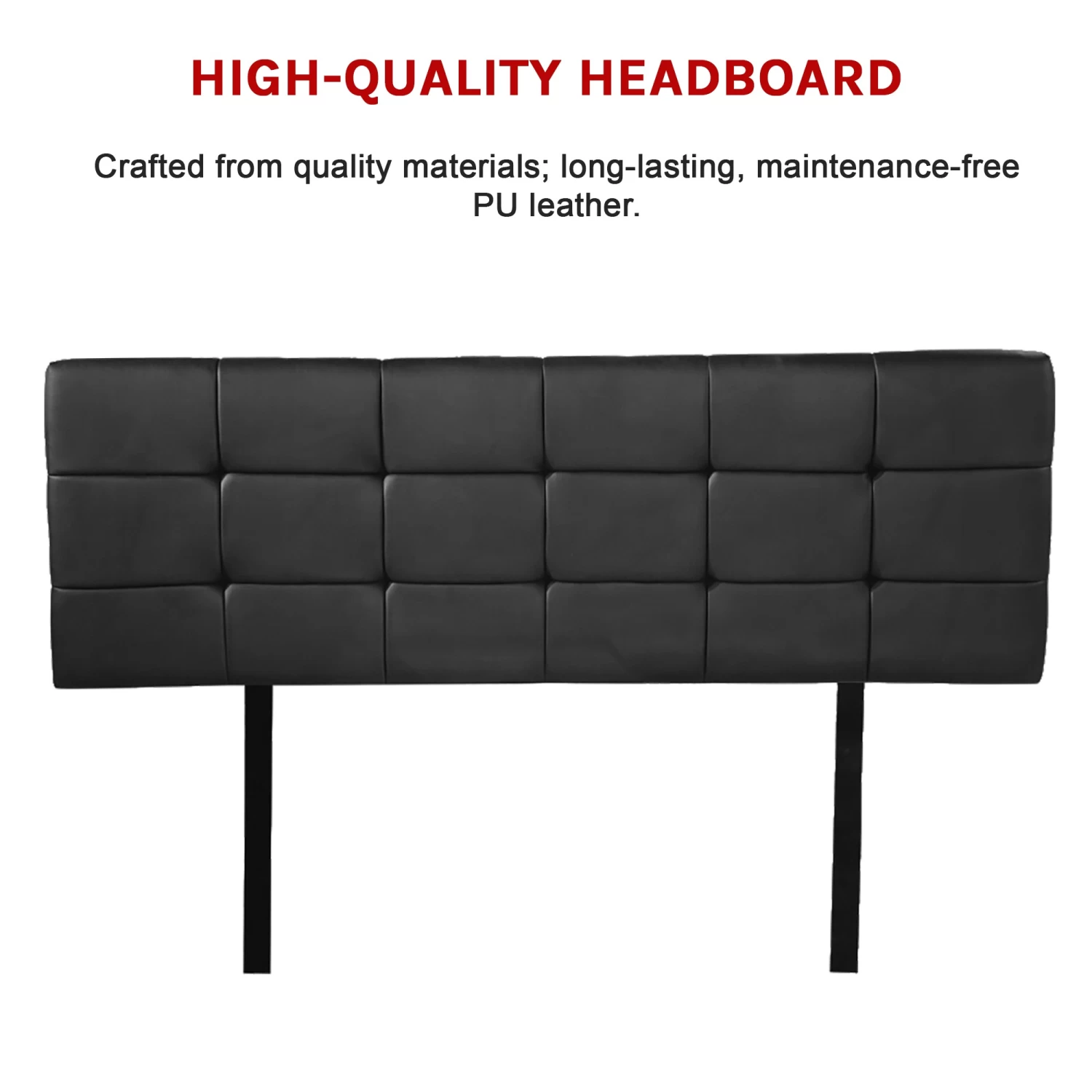 PU Leather Double Bed Deluxe Headboard Bedhead - Black - Image 6