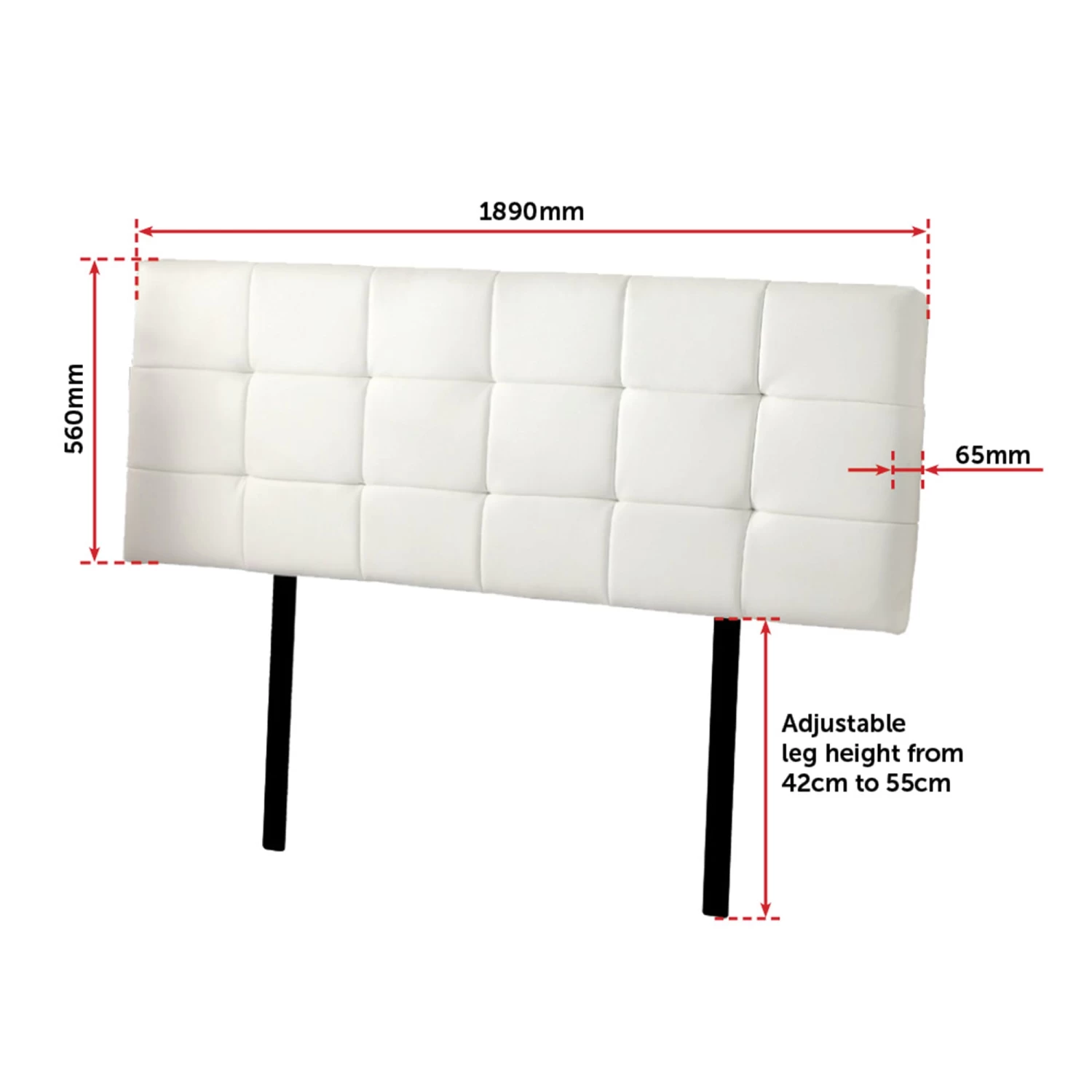 PU Leather King Bed Deluxe Headboard Bedhead - White - Image 7