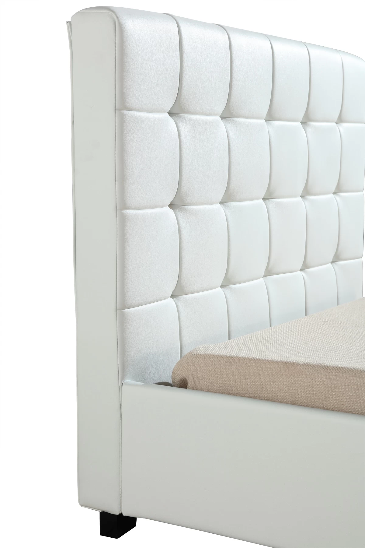 King Single PU Leather Deluxe Bed Frame White - Image 4