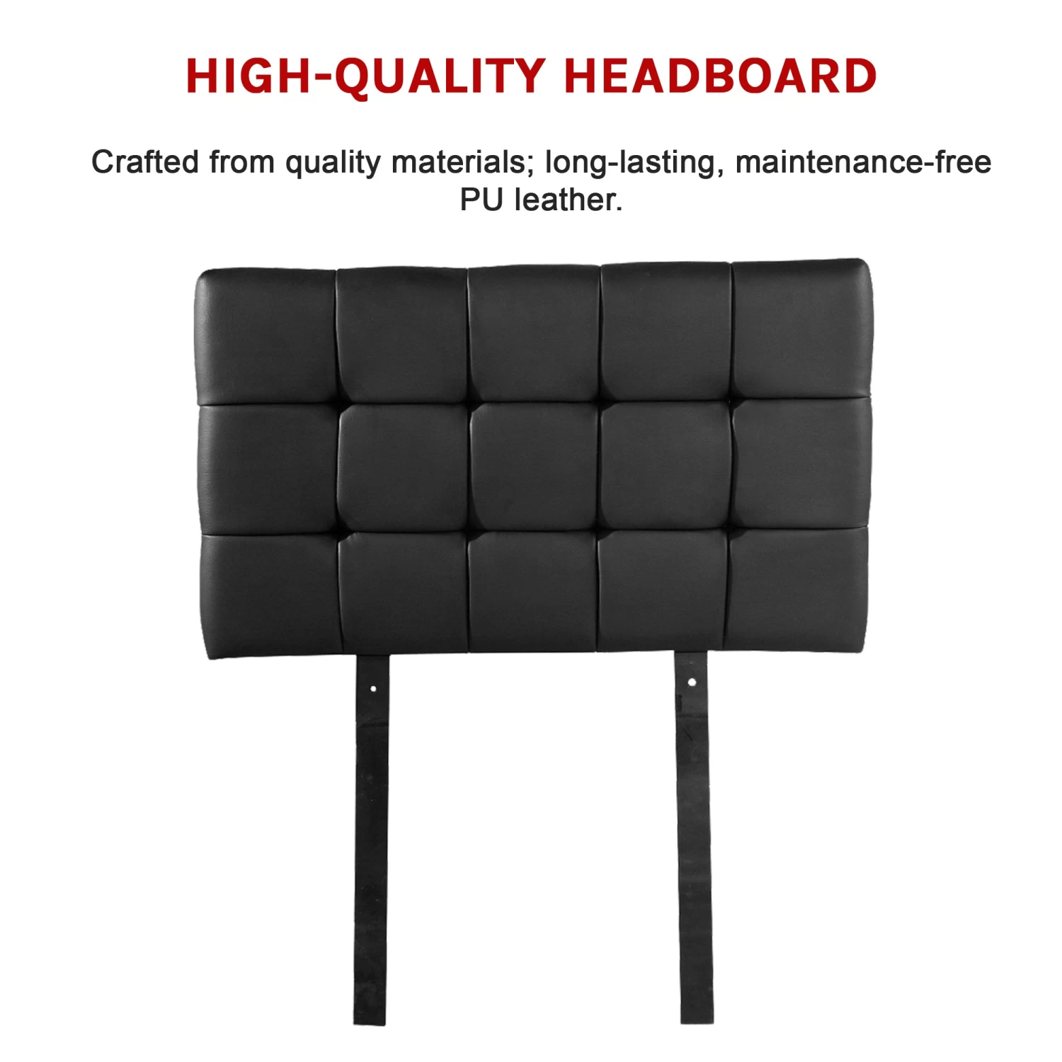 PU Leather Single Bed Deluxe Headboard Bedhead - Black - Image 6