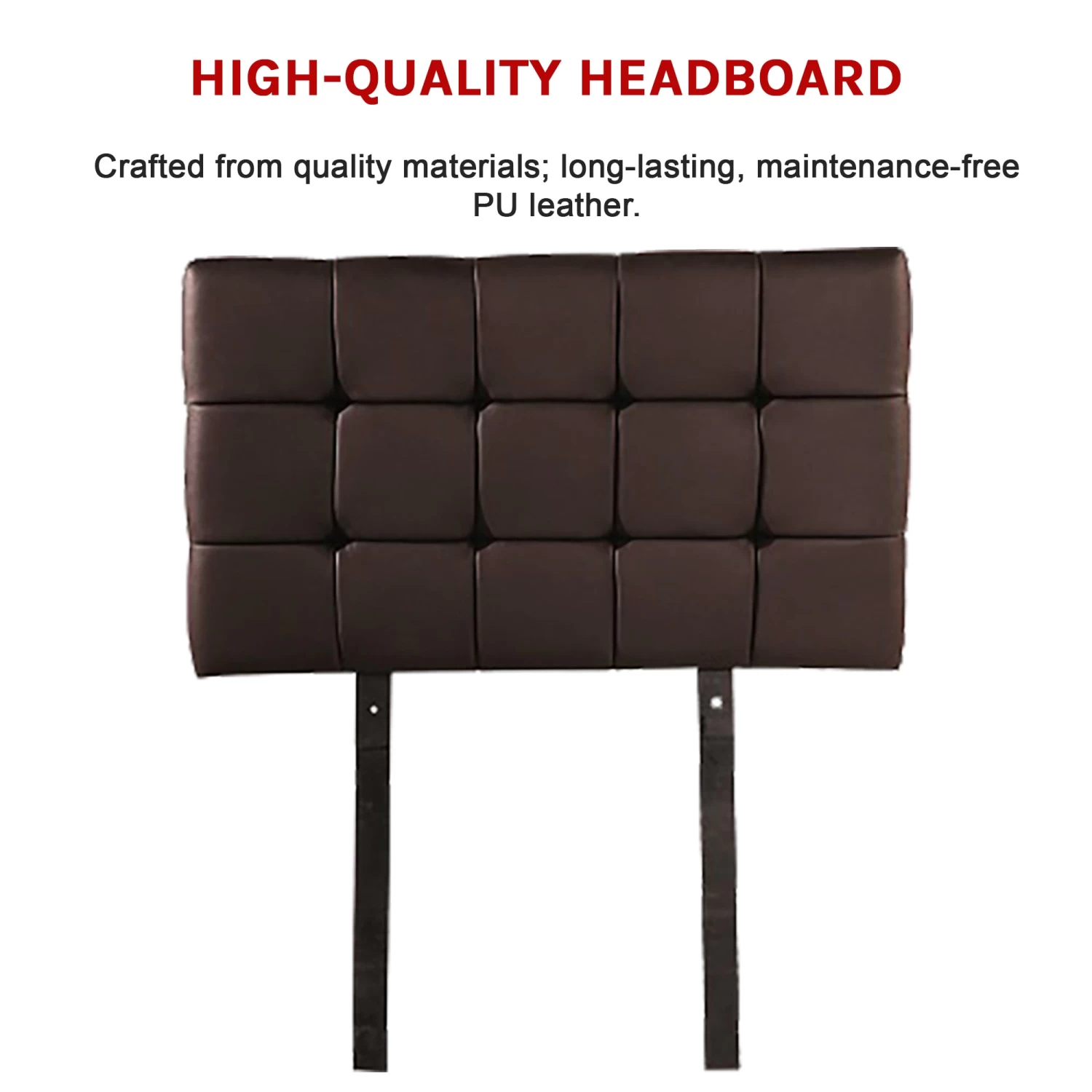PU Leather Single Bed Deluxe Headboard Bedhead - Brown - Image 5