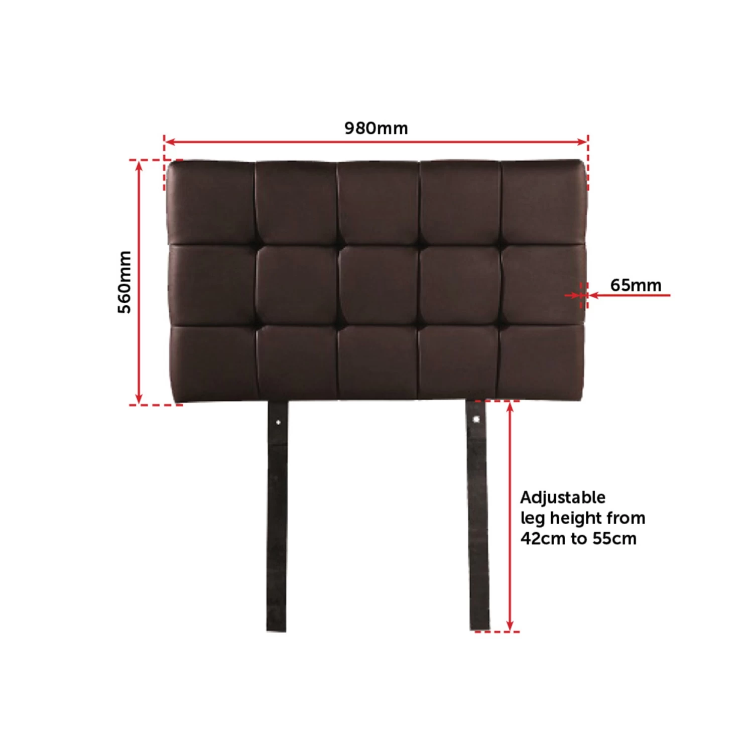 PU Leather Single Bed Deluxe Headboard Bedhead - Brown - Image 7