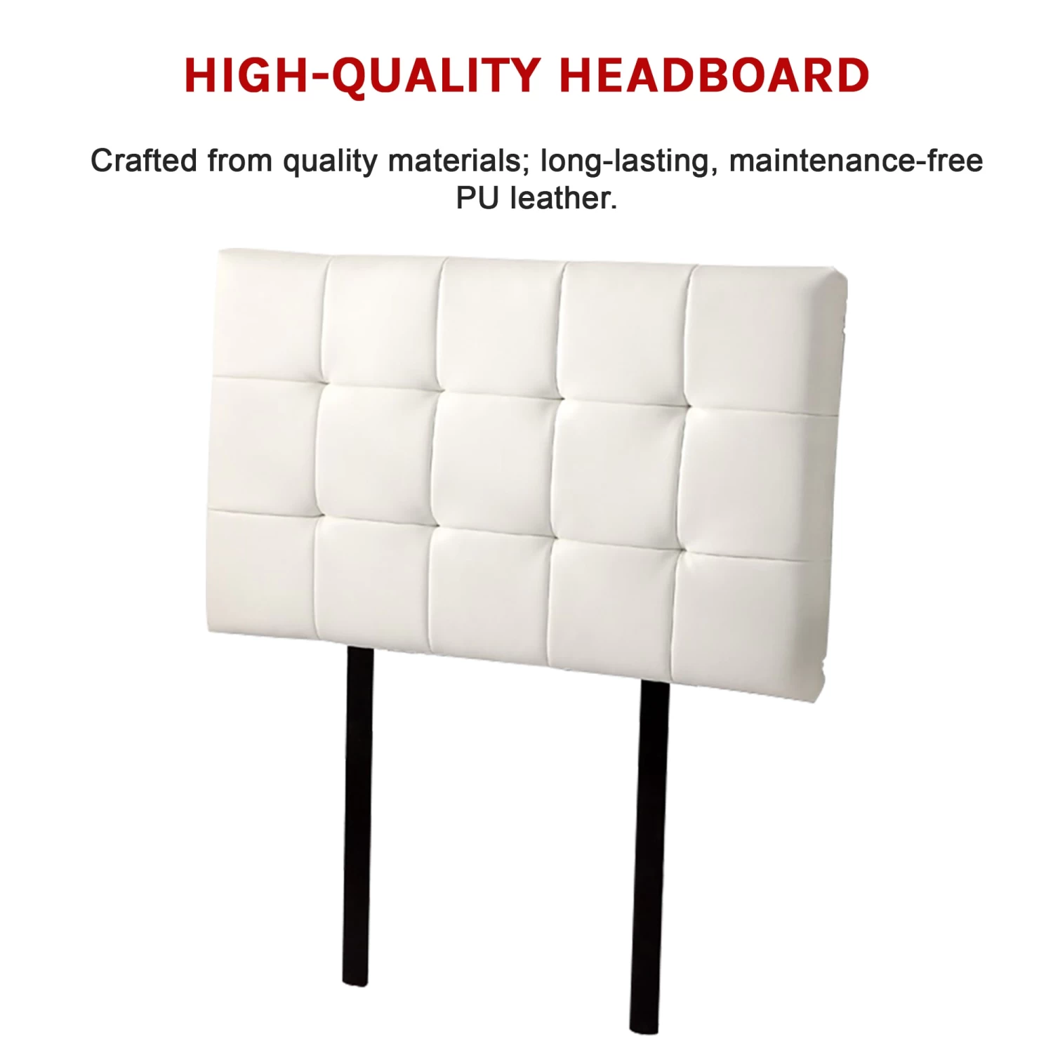 PU Leather Single Bed Deluxe Headboard Bedhead - White - Image 5