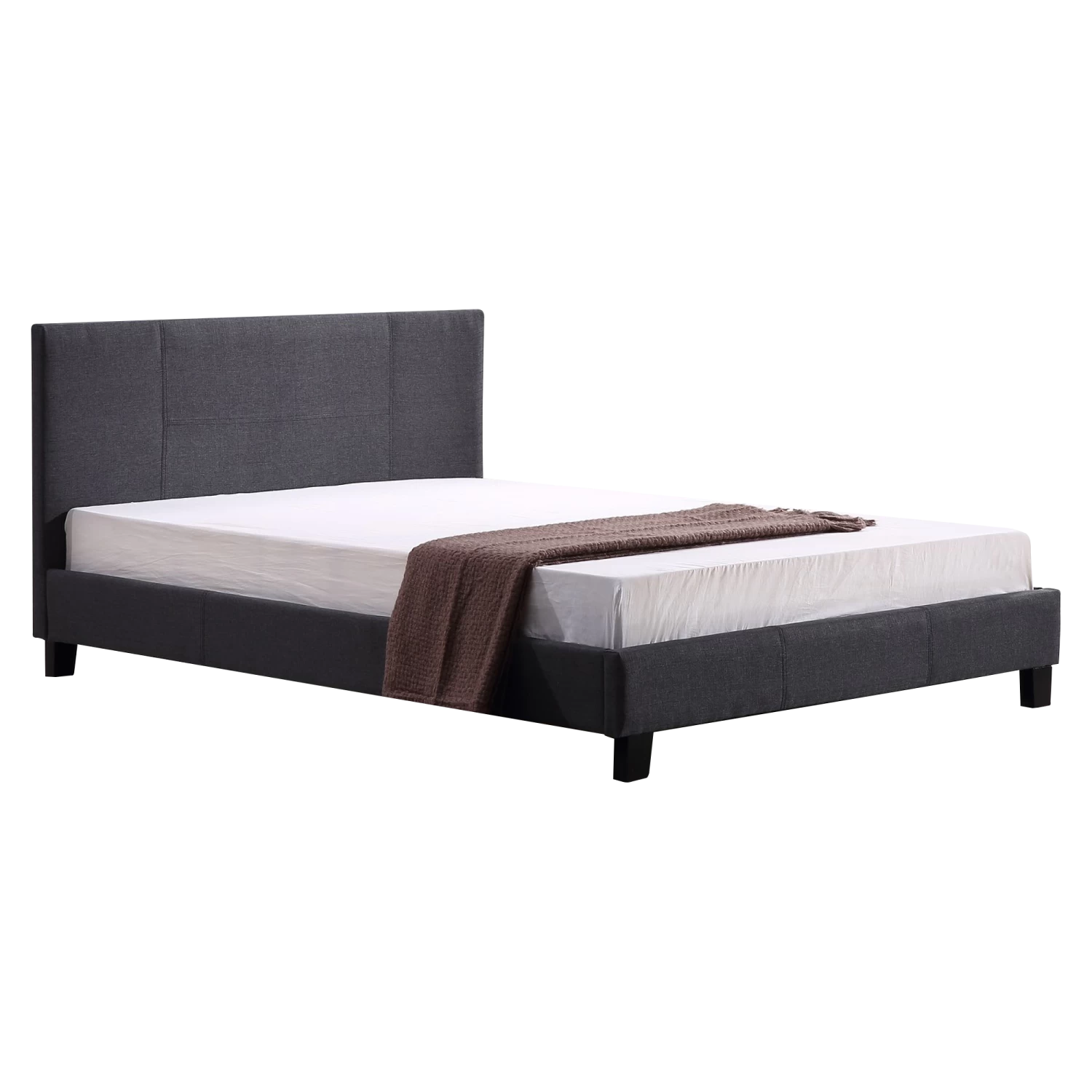Double Linen Fabric Bed Frame Grey - Image 4
