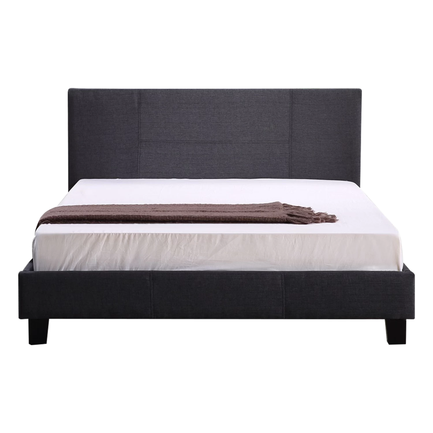 Double Linen Fabric Bed Frame Grey - Image 5