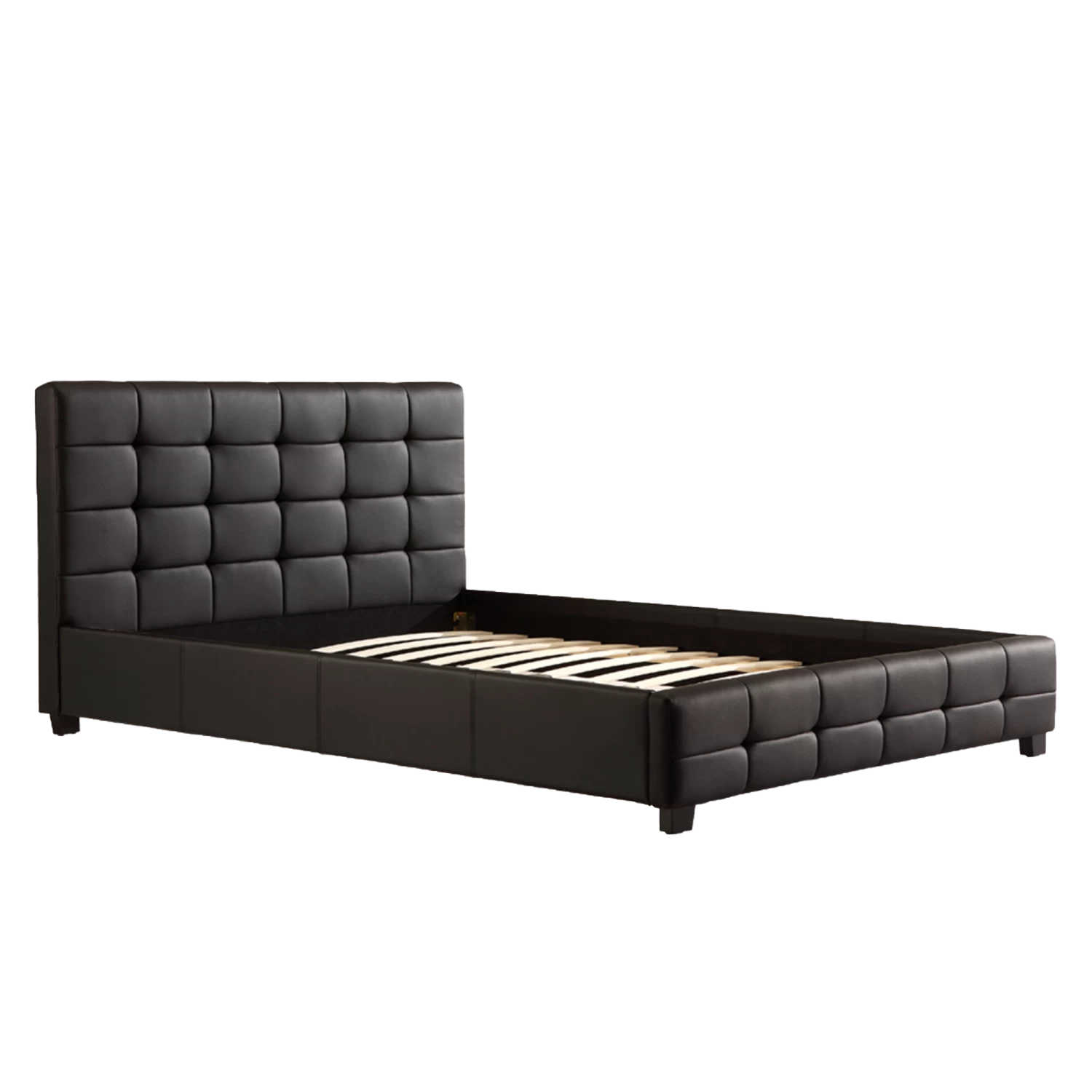 Double PU Leather Deluxe Bed Frame Black