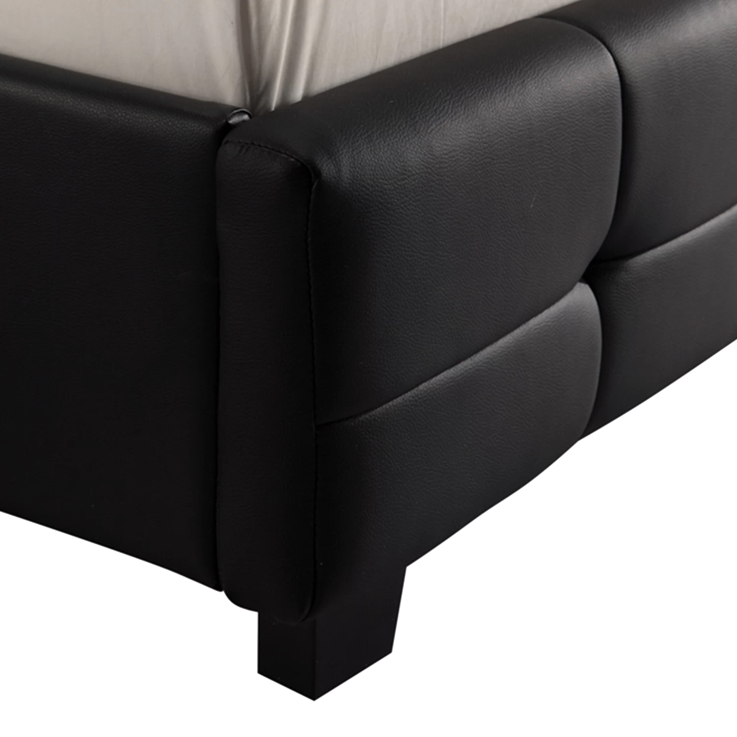 Double PU Leather Deluxe Bed Frame Black - Image 4