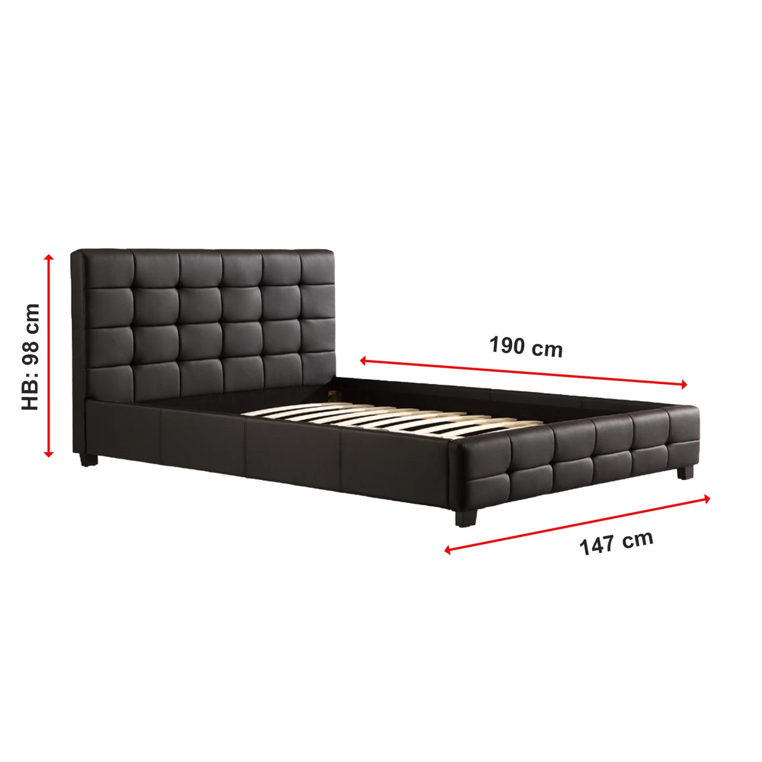 Double PU Leather Deluxe Bed Frame Black - Image 8