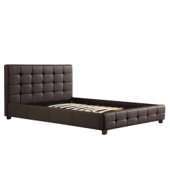 Double PU Leather Deluxe Bed Frame Brown