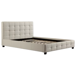 Double PU Leather Deluxe Bed Frame White