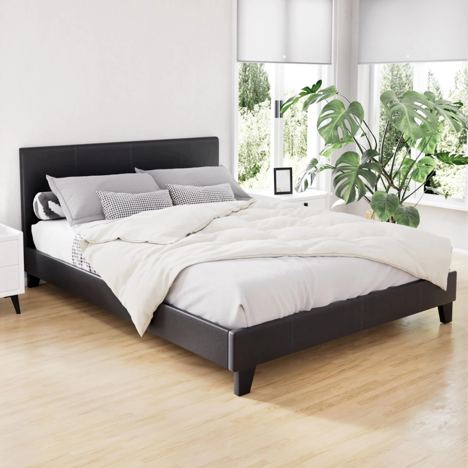 Artiss Bed Frame Double Size Base Black Neo