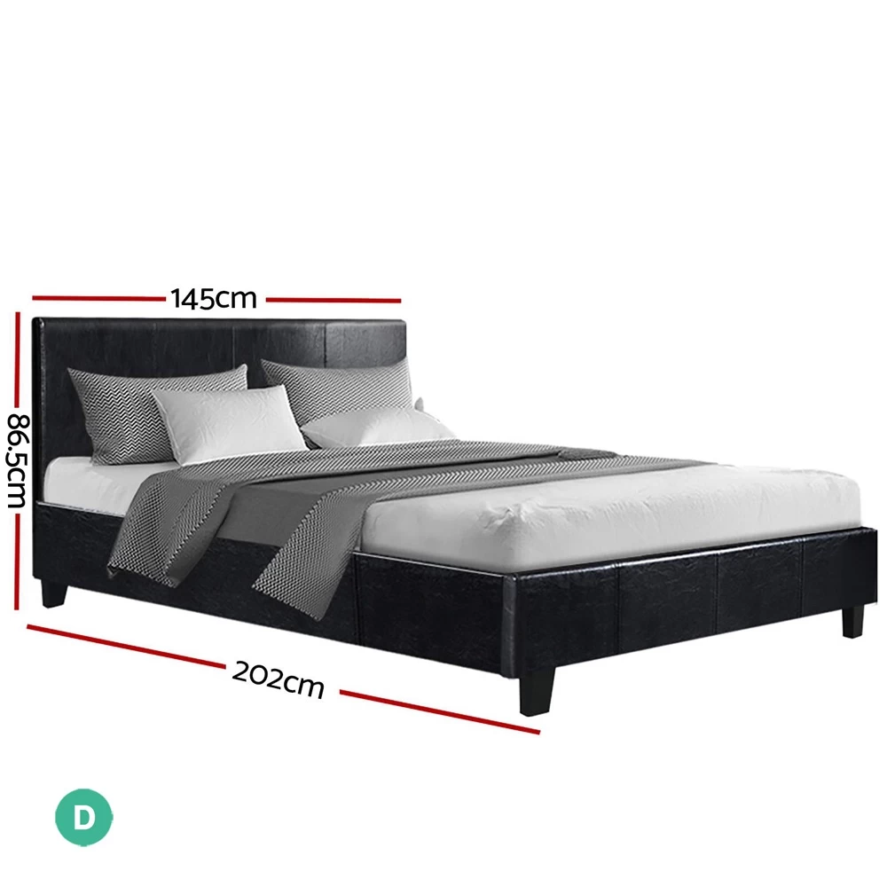 Artiss Bed Frame Double Size Base Black Neo - Image 3
