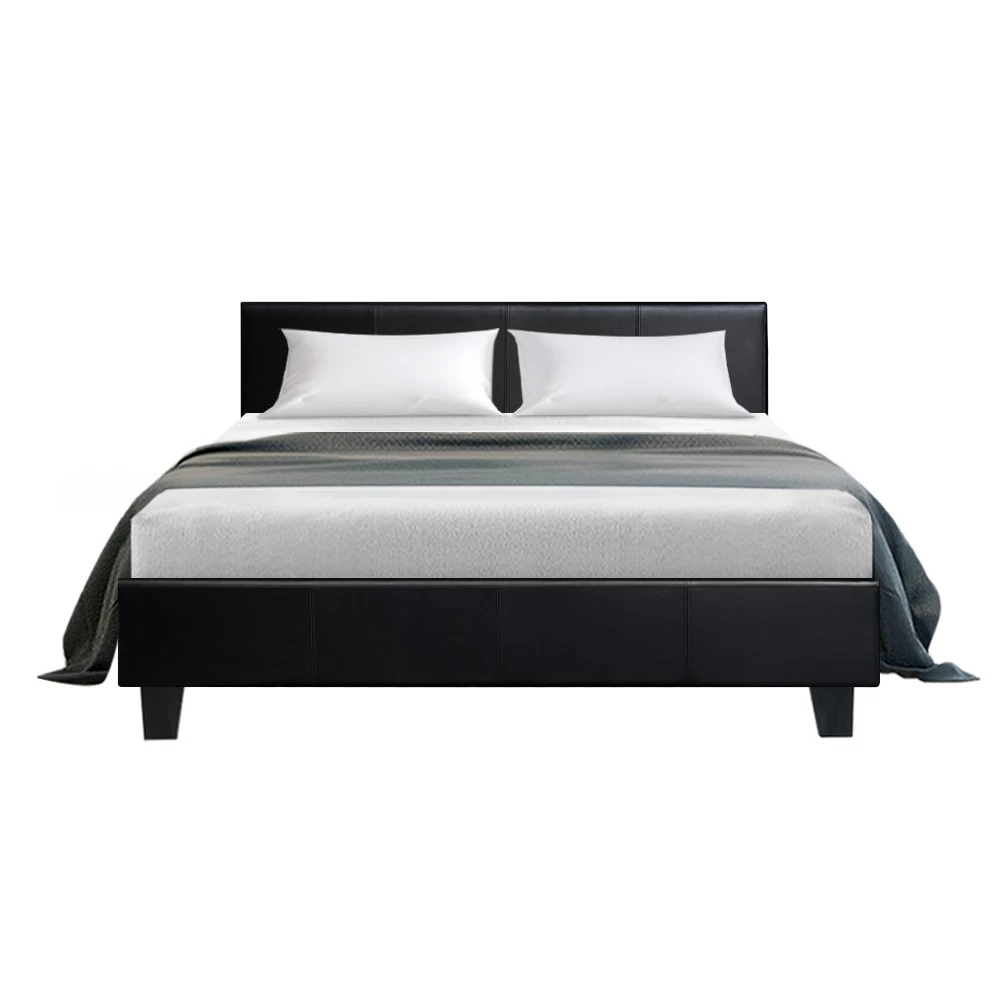 Artiss Bed Frame Double Size Base Black Neo - Image 4