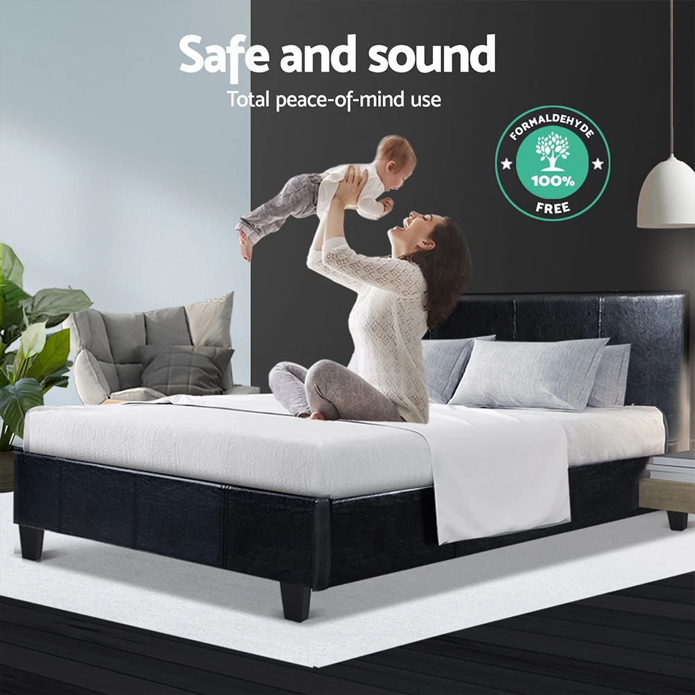 Artiss Bed Frame Double Size Base Black Neo - Image 5