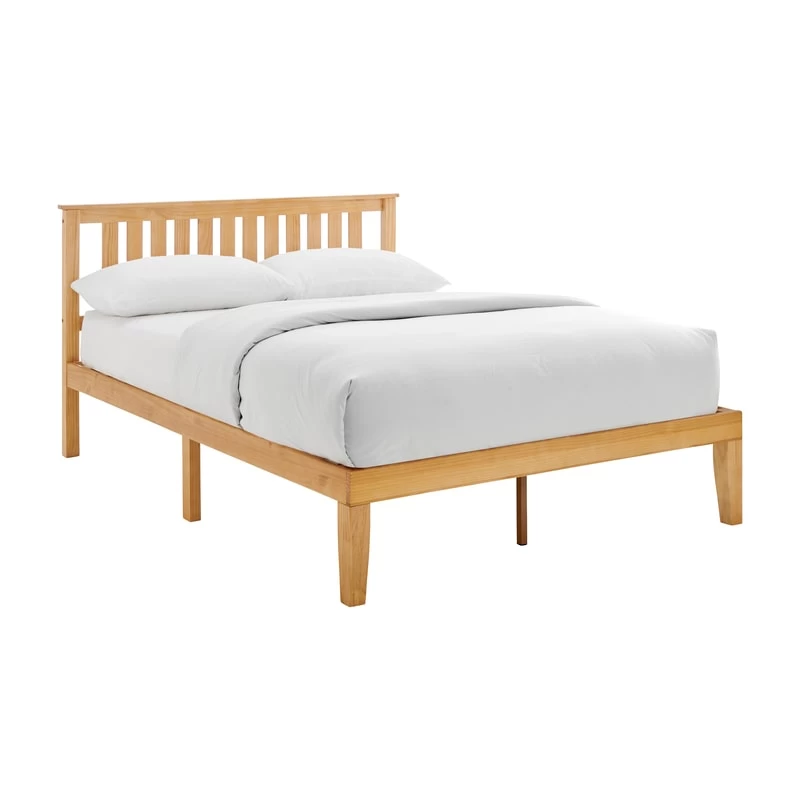 DukeLiving Bronte Solid Wood Platform Bed With Headboard Natural (Double, Queen) - Image 2