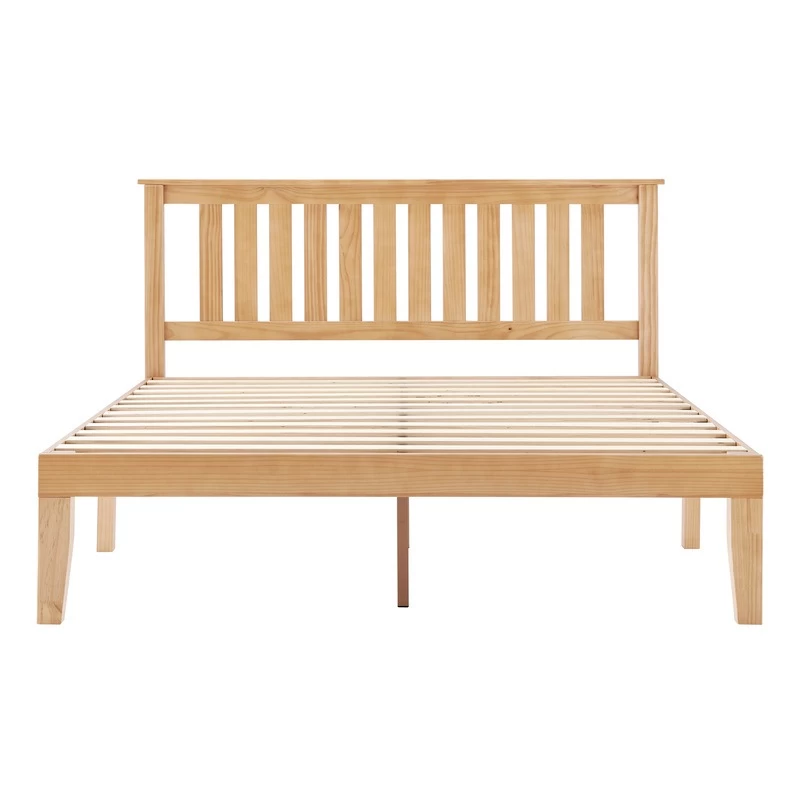 DukeLiving Bronte Solid Wood Platform Bed With Headboard Natural (Double, Queen) - Image 3