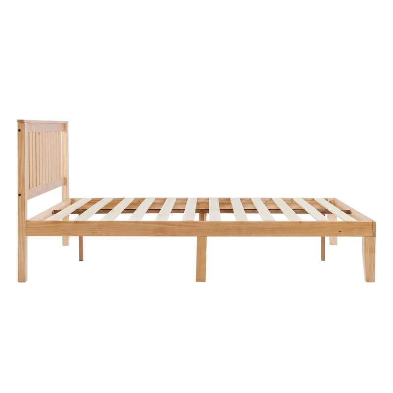 DukeLiving Bronte Solid Wood Platform Bed With Headboard Natural (Double, Queen) - Image 5
