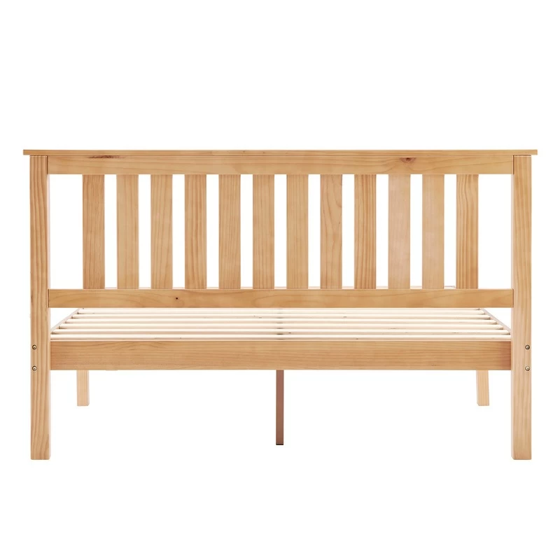 DukeLiving Bronte Solid Wood Platform Bed With Headboard Natural (Double, Queen) - Image 6