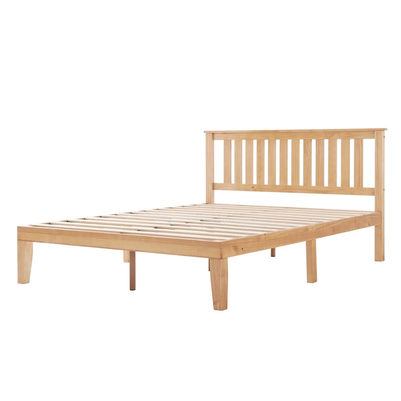 DukeLiving Bronte Solid Wood Platform Bed With Headboard Natural (Double, Queen) - Image 7