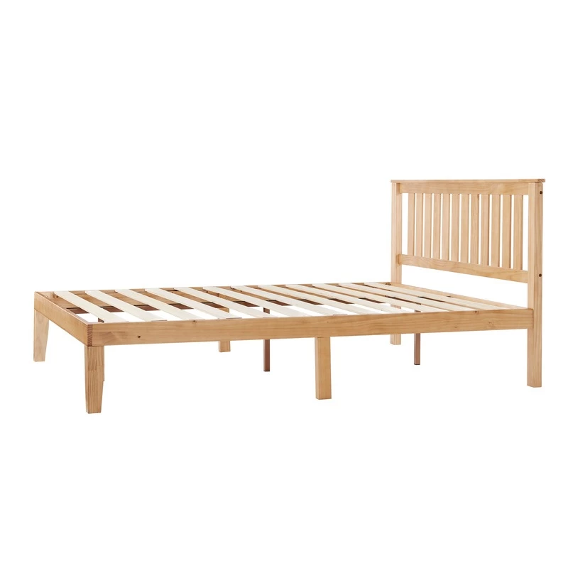 DukeLiving Bronte Solid Wood Platform Bed With Headboard Natural (Double, Queen) - Image 8