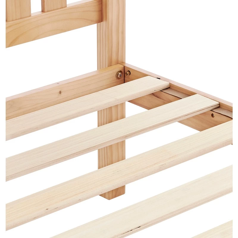 DukeLiving Bronte Solid Wood Platform Bed With Headboard Natural (Double, Queen) - Image 11