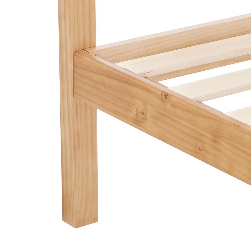 DukeLiving Bronte Solid Wood Platform Bed With Headboard Natural (Double, Queen) - Image 12