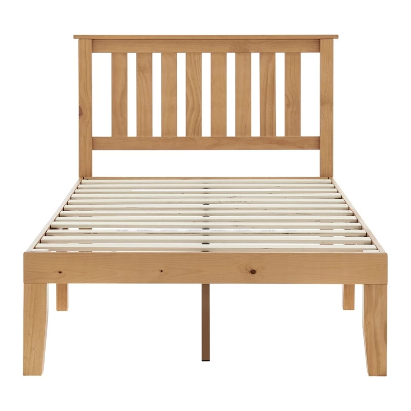 DukeLiving Bronte Solid Wood Platform Bed With Headboard Natural (Double, Queen) - Image 4