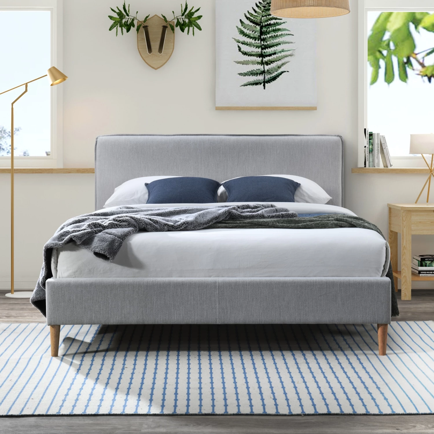 DukeLiving Emilia Upholstered Bed Frame Light Grey (Double, Queen) - Image 16