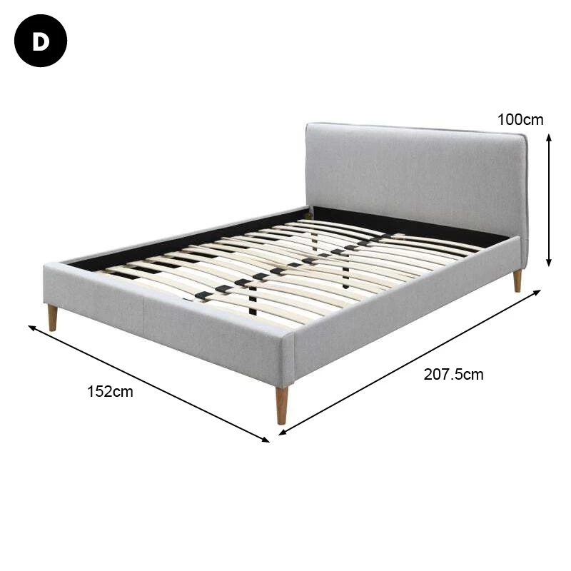 DukeLiving Emilia Upholstered Bed Frame Light Grey (Double, Queen) - Image 7