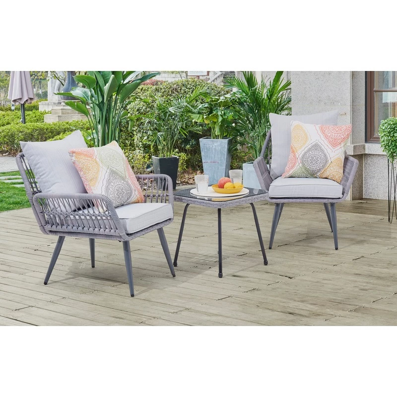 DukeLiving Kauai Outdoor Rope 3 Piece Bistro Set - Image 2