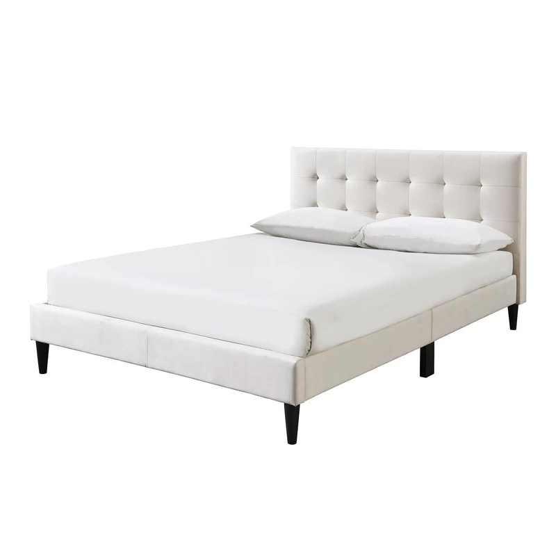 DukeLiving Megan Tufted Upholstered Bed Frame Beige (Double, Queen) - Image 7