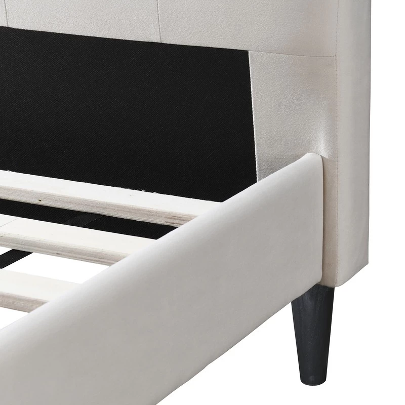 DukeLiving Megan Tufted Upholstered Bed Frame Beige (Double, Queen) - Image 13