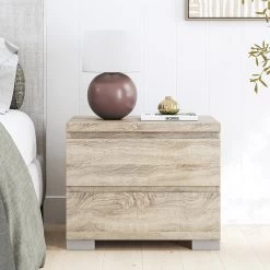 Elara 2 Drawer Bedside Table In Light Sonoma Oak