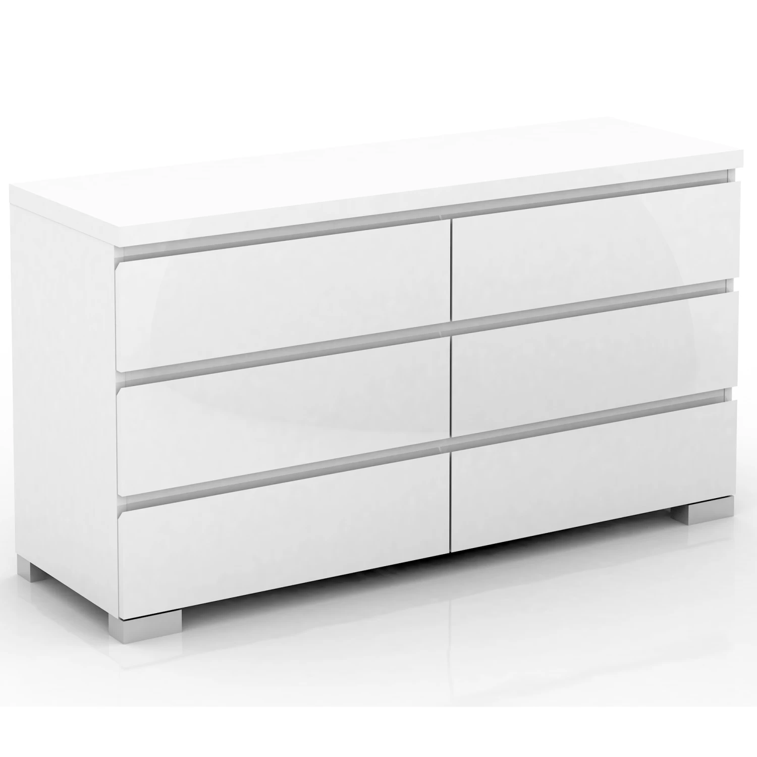 Elara 6 Drawer Lowboy Chest In High Gloss White - Image 2