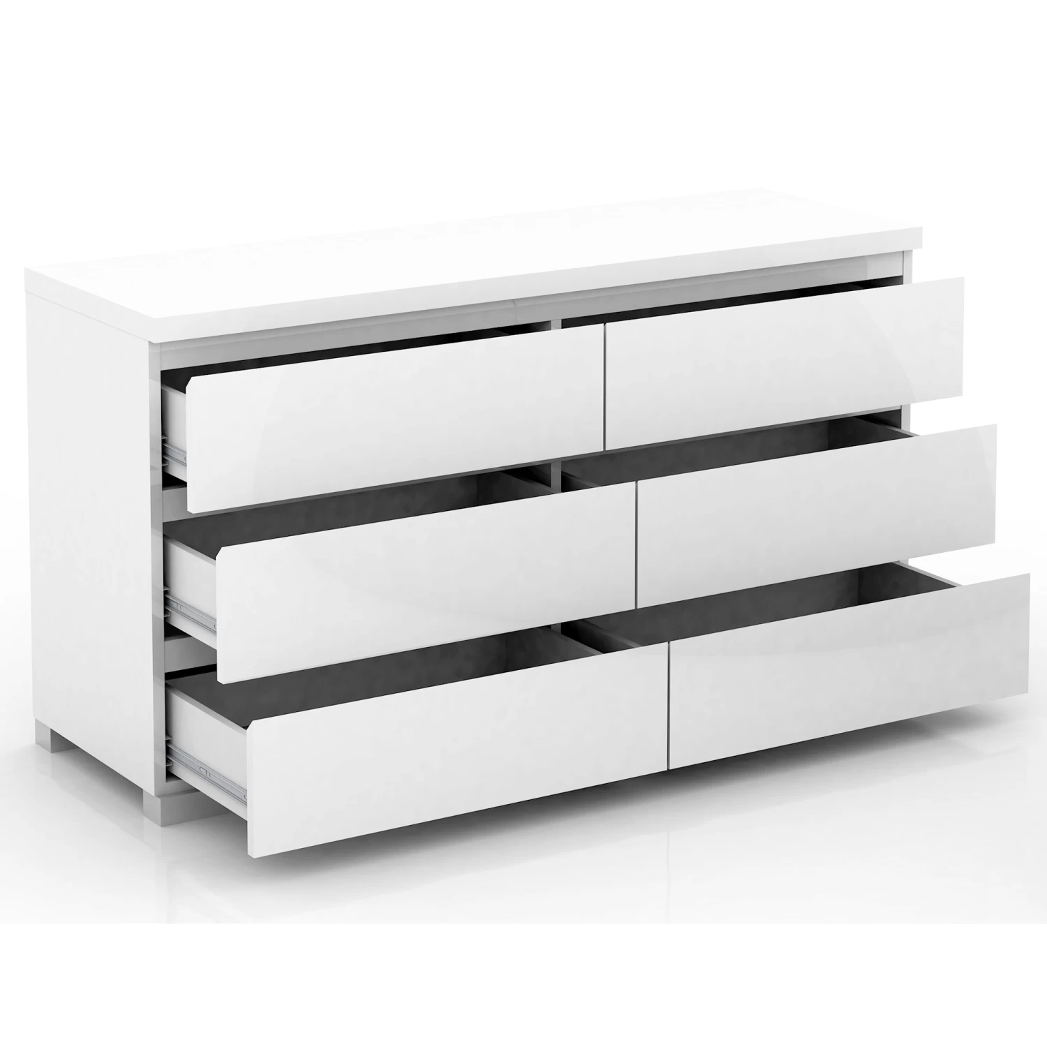 Elara 6 Drawer Lowboy Chest In High Gloss White - Image 4