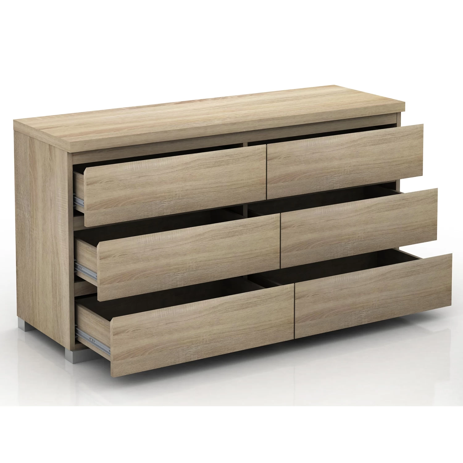 Elara 6 Drawer Lowboy Chest In Light Sonoma Oak - Image 4