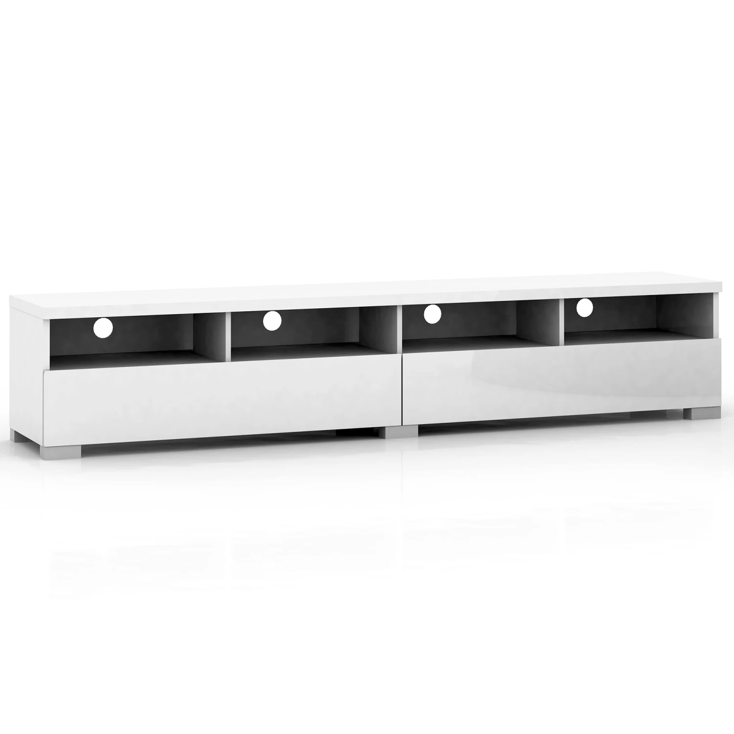 Elara 2 Drawer TV Entertainment Unit In White 207cm - Image 2