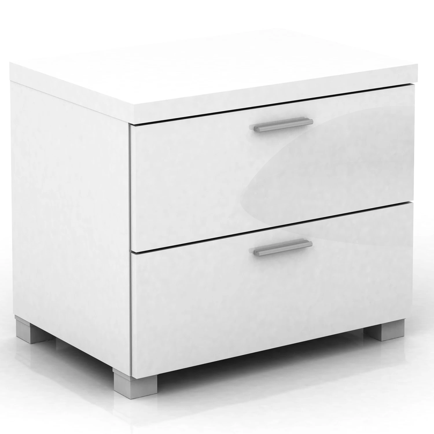 Elisha 2 Drawer Bedside Table In High Gloss White - Image 2