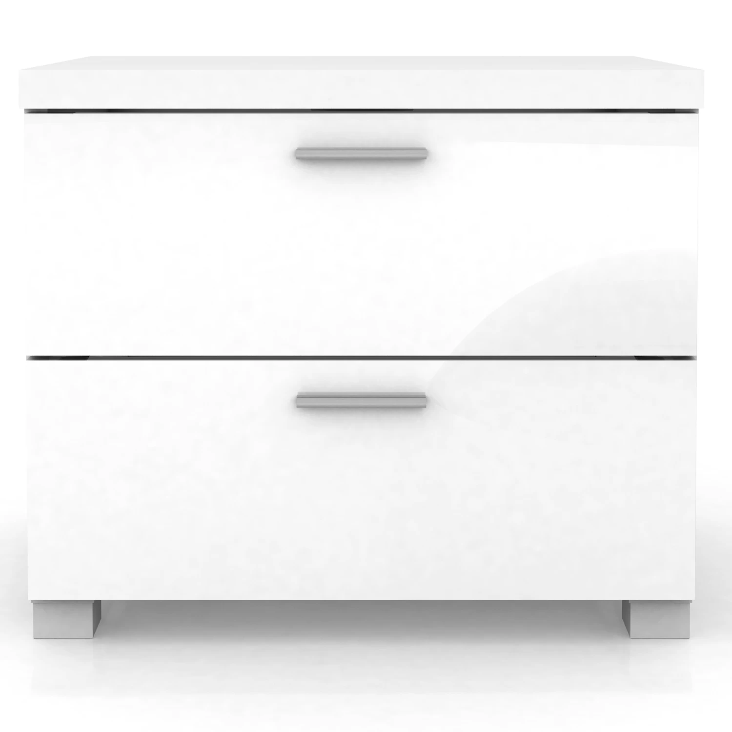 Elisha 2 Drawer Bedside Table In High Gloss White - Image 3