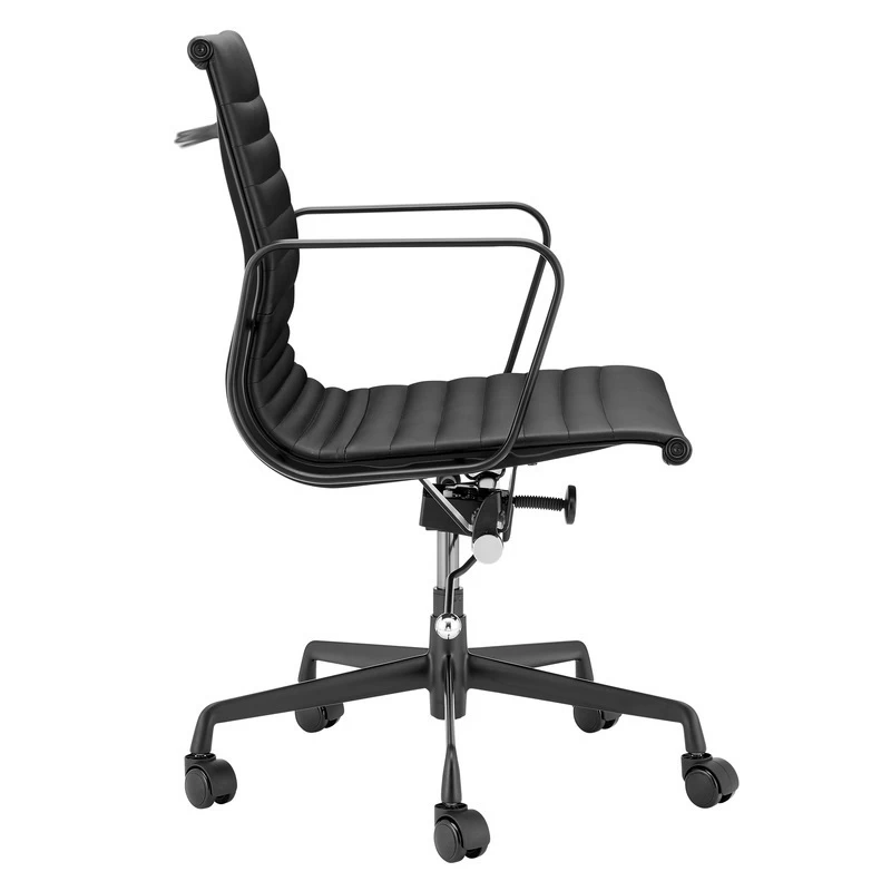 ErgoDuke Deluxe Eames Replica Low Back Ribbed Faux Leather Management Office Chair (Black) - Image 4