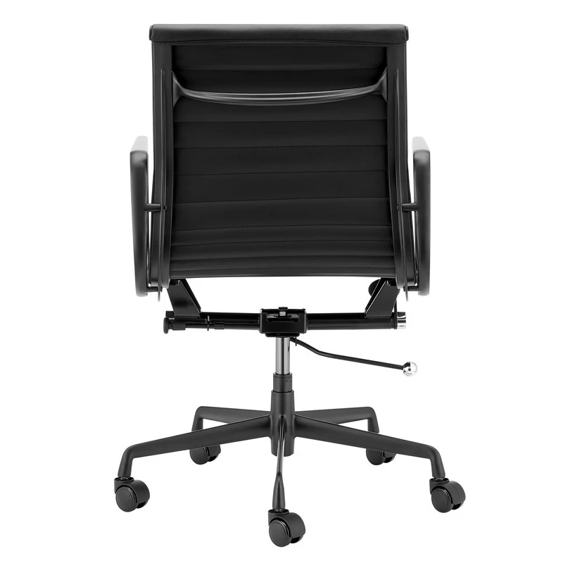 ErgoDuke Deluxe Eames Replica Low Back Ribbed Faux Leather Management Office Chair (Black) - Image 5