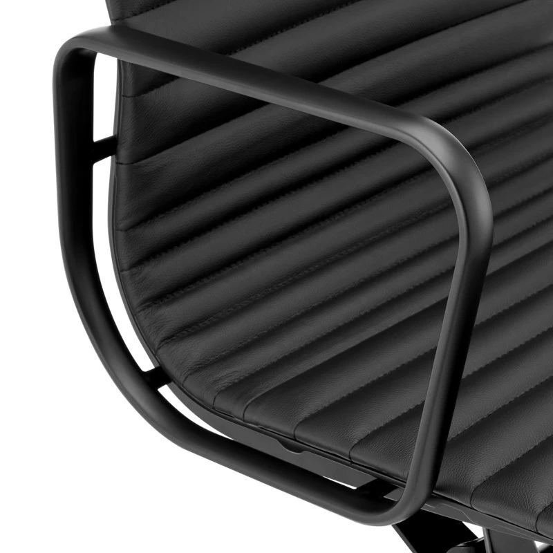 ErgoDuke Deluxe Eames Replica Low Back Ribbed Faux Leather Management Office Chair (Black) - Image 8