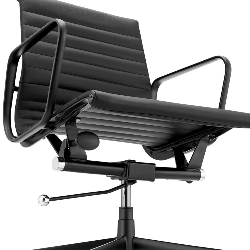 ErgoDuke Deluxe Eames Replica Low Back Ribbed Faux Leather Management Office Chair (Black) - Image 9
