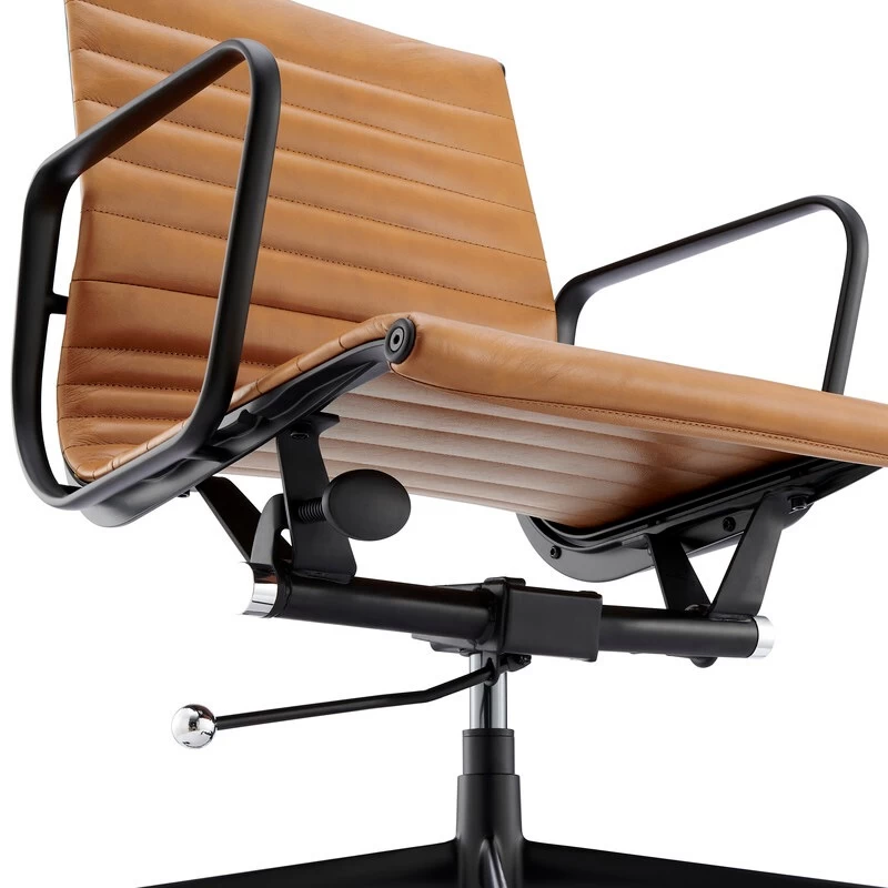 ErgoDuke Deluxe Eames Replica Low Back Ribbed Faux Leather Management Office Chair (Tan) - Image 7