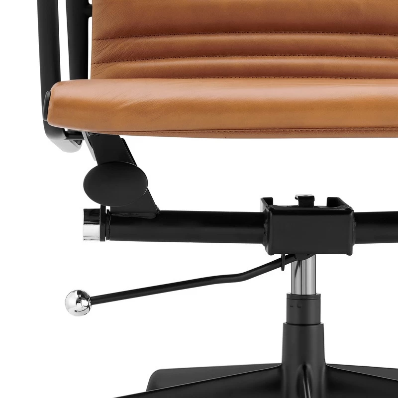 ErgoDuke Deluxe Eames Replica Low Back Ribbed Faux Leather Management Office Chair (Tan) - Image 10