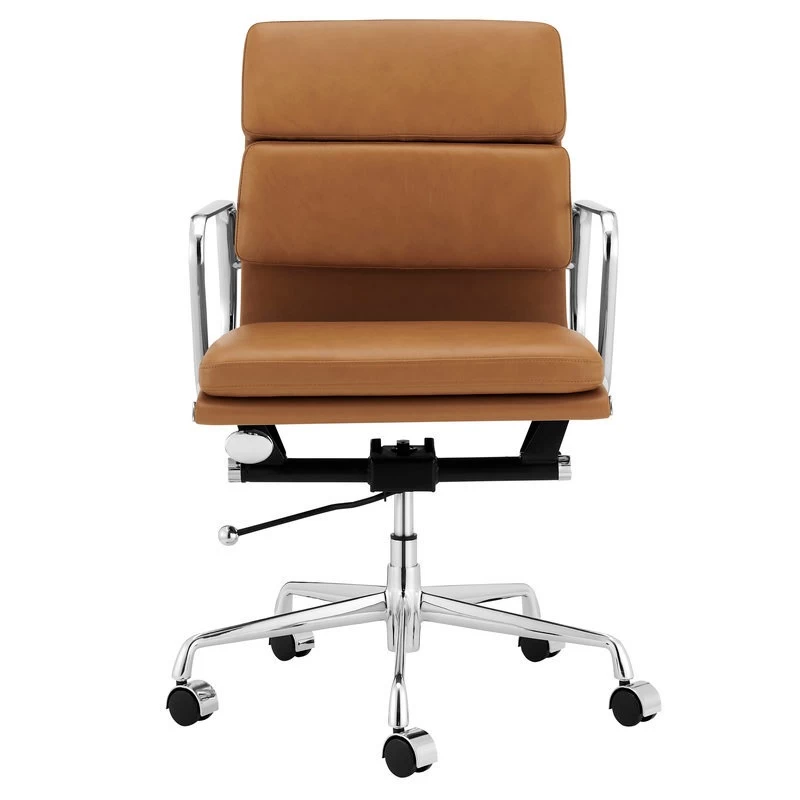 ErgoDuke Eames Replica Low Back Faux Leather Soft Pad Management Office Chair (Tan) - Image 4