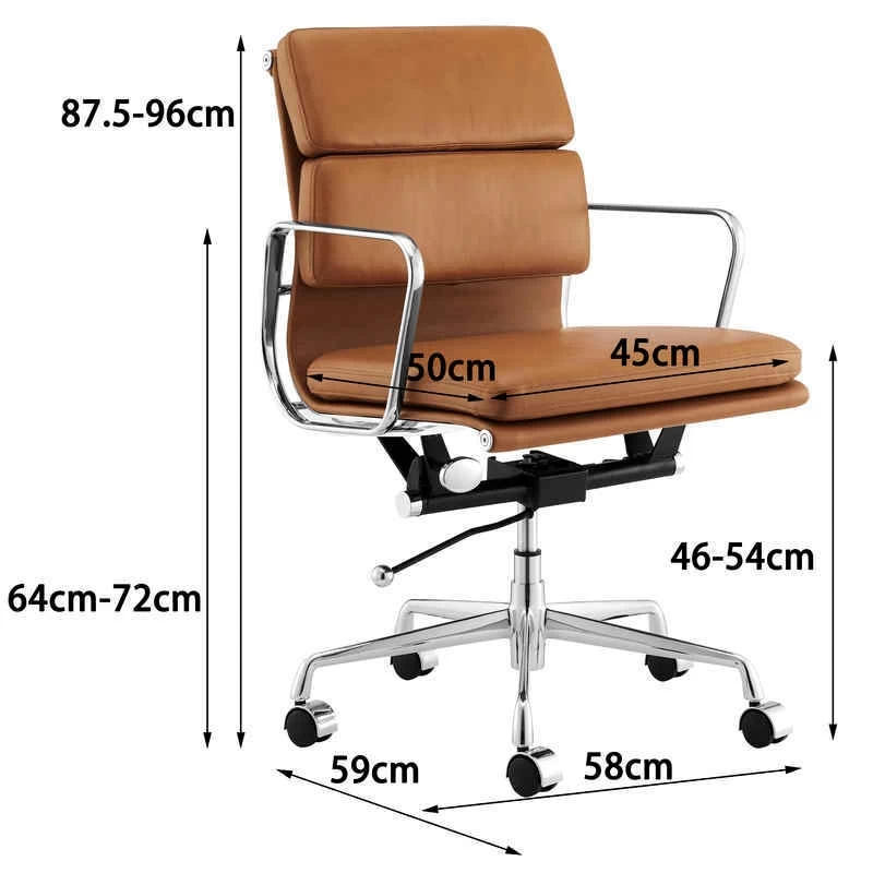 ErgoDuke Eames Replica Low Back Faux Leather Soft Pad Management Office Chair (Tan) - Image 7