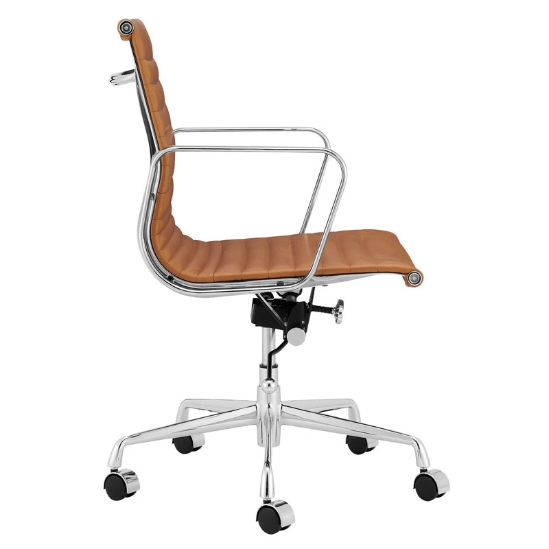 ErgoDuke Eames Premium Replica Low Back Ribbed Faux Leather Management Office Chair (Tan) - Image 5